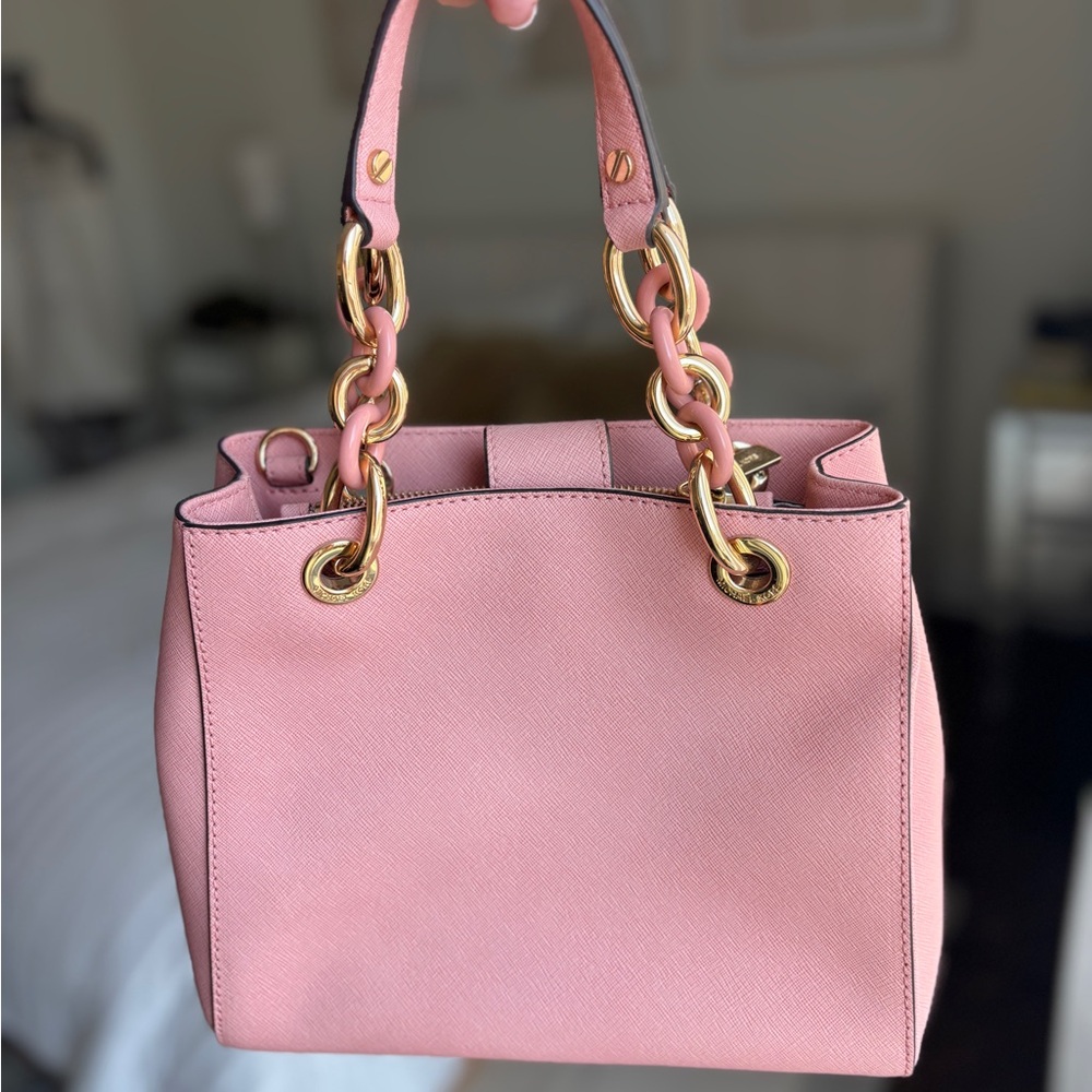 MICHAEL Michael Kors Pink Tote with Gold Chain